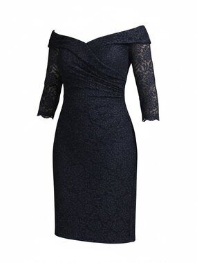 Off -the-Shoulder Knee Length Lace Dress